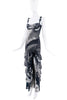 Gai Mattiolo Black & White Ruffle Gown