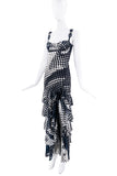 Gai Mattiolo Black & White Ruffle Gown