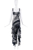 Gai Mattiolo Black & White Ruffle Gown