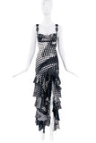 Gai Mattiolo Black & White Ruffle Gown