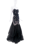 Roberto Cavalli Black Mesh Tulle Bias Cut Mermaid Gown