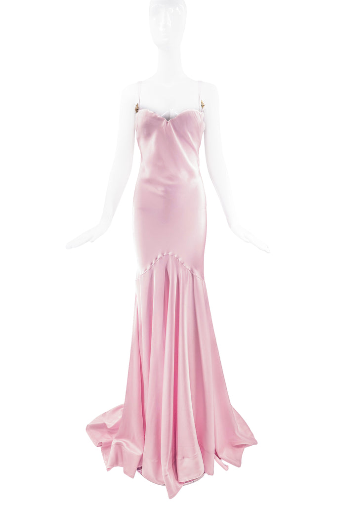 Roberto Cavalli Pink Bias Cut Dress Gown