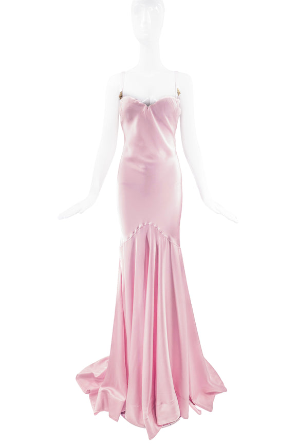 Roberto Cavalli Pink Bias Cut Dress Gown