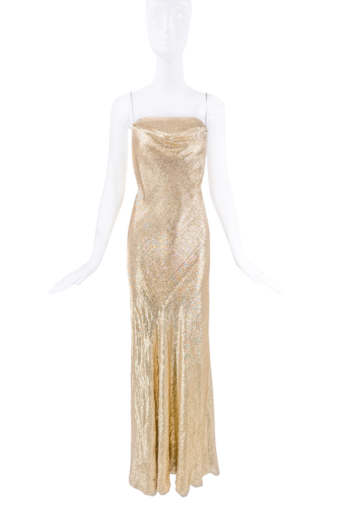 Celine Gold Lurex Low Back Dress Gown