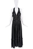 Roberto Cavalli Black Ruffle Bead Ball Halter Neck Dress Gown