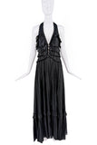Roberto Cavalli Black Ruffle Bead Ball Halter Neck Dress Gown