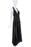 Roberto Cavalli Black Ruffle Bead Ball Halter Neck Dress Gown