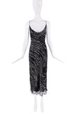 Ermanno Scervino Black White Silk Zebra Swirl Abstract Print Slip Dress
