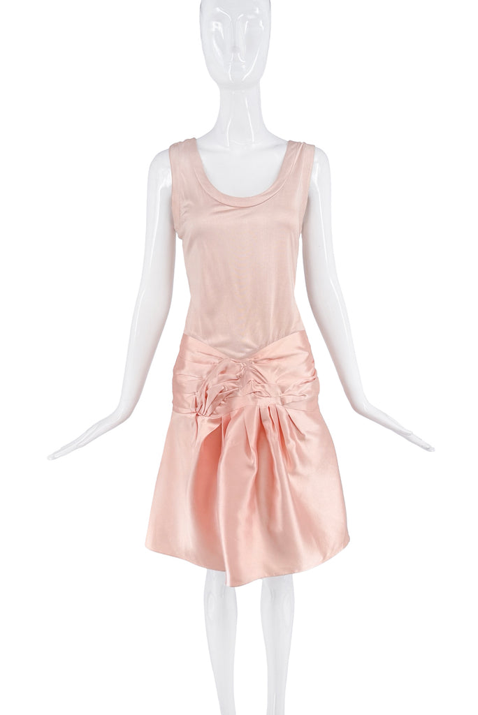 Christian Dior x Galliano Pink Silk Satin Accentuated Skirt Bow Dress