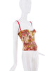 Roberto Cavalli Red Green White Floral Print Corset Bustier Top