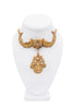 Accessocraft NYC Gold Embellished Intricate Leaf Cherub Pendant Necklace