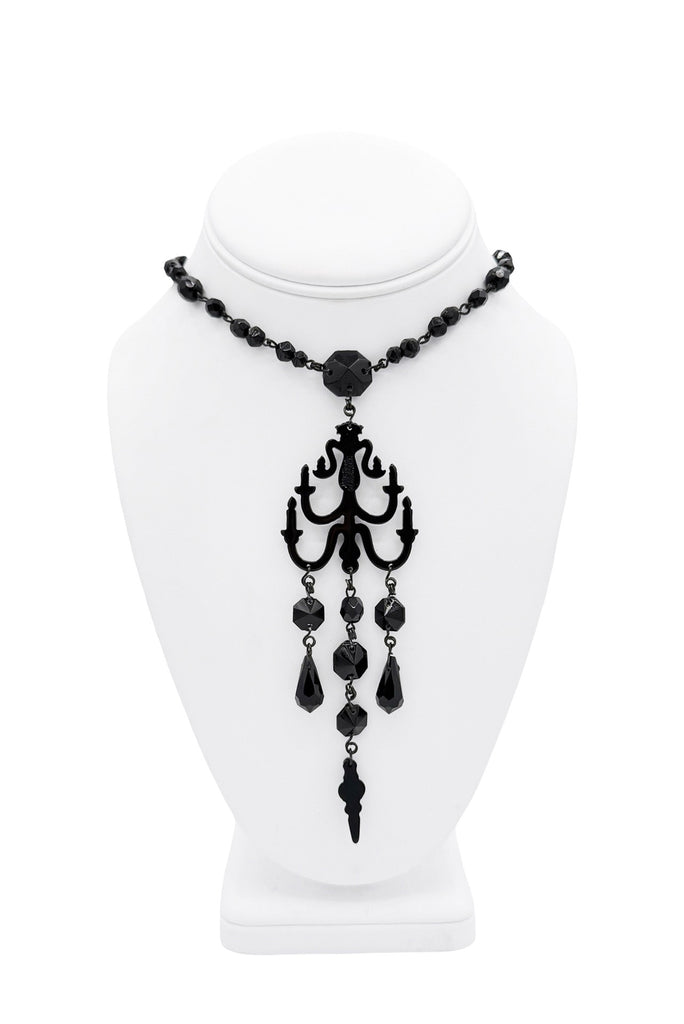 Jean Paul Gaultier Black Candelabra Chandelier Beaded Chain Drop Necklace