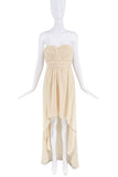 Saint Laurent Creme Beige Chiffon Corset Bustier Waterfall Dress Gown