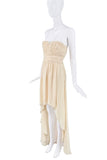 Saint Laurent Creme Beige Chiffon Corset Bustier Waterfall Dress Gown