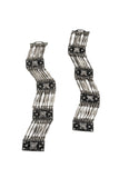 Vintage Silver Black Embellished Link Chain Bracelet