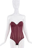 Roberto Cavalli Maroon Red Sheer Mesh Bustier Corset BodySuit