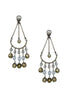 Vintage Silver Green Blue Beaded Chain Drop Pendulum Earrings