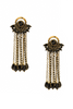 Etro Gold Black Gemstone Geometric Art Deco Chain Fringe Drop Earrings