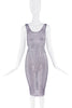 Vintage Purple Crystal Beaded Mesh Cut Out Bodycon Dress
