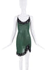 Ghost Black Green Sheer Lace Crystal Straps Slit Slip Dress