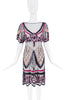 Roberto Cavalli Sheer Mesh Crystal Sequin Beaded Pattern Dress