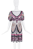 Roberto Cavalli Sheer Mesh Crystal Sequin Beaded Pattern Dress