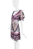 Roberto Cavalli Sheer Mesh Crystal Sequin Beaded Pattern Dress