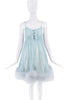 Dolce & Gabbana Blue Sheer Crystal Ruffle Feather Babydoll Dress