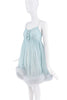 Dolce & Gabbana Blue Sheer Crystal Ruffle Feather Babydoll Dress