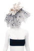 Sonia Rykiel White Floral Black Swiss Dot Net Hat Comb Piece Runway Spring 2006