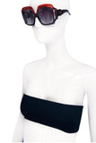 Christian Dior Black Red Burgandy Oversized Square 1970's D07 Sunglasses