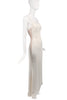 Valentino White Ivory Side Low Cut Out Nude Mesh Minimalism 90's Slip Dress Gown