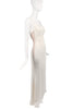 Valentino White Ivory Side Low Cut Out Nude Mesh Minimalism 90's Slip Dress Gown