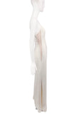 Valentino White Ivory Side Low Cut Out Nude Mesh Minimalism 90's Slip Dress Gown