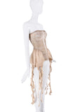 Koala Momo Tan Beige Dragonfly Skeleton Print Ruffle Tube Top