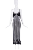 Moschino Black Sheer Lace Ruffle Polka Dot Boudoir Slip Dress Gown
