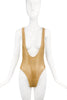American Apparel Gold Metallic Cross Back Leotard Swim Body Suit