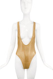 American Apparel Gold Metallic Cross Back Leotard Swim Body Suit