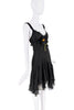 Dolce & Gabbana Black Orange Green Flower Lace Ruffle Bias Cut Dress