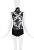 Dolce & Gabbana Black Sheer Lace Flower Embroidered Turtleneck Top