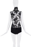 Dolce & Gabbana Black Sheer Lace Flower Embroidered Turtleneck Top