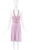 Roberto Cavalli Pink Ruched Crystal Halter Neck Dress