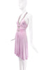 Roberto Cavalli Pink Ruched Crystal Halter Neck Dress