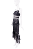 Vintage Black Silk Lace Cut Out Sheer Bias Cut Galliano Style Mermaid Dress Gown