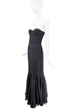 Givenchy Black Bustier Corset Fishnet Mermaid Dress Gown
