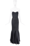 Givenchy Black Bustier Corset Fishnet Mermaid Dress Gown
