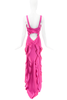 Versace Pink Silk Satin Ribbon Bondage Corset Dress Gown