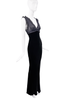 Jean Paul Gaultier Black Velvet Chiffon Embroidered Dress Gown