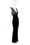 Jean Paul Gaultier Black Velvet Chiffon Embroidered Dress Gown