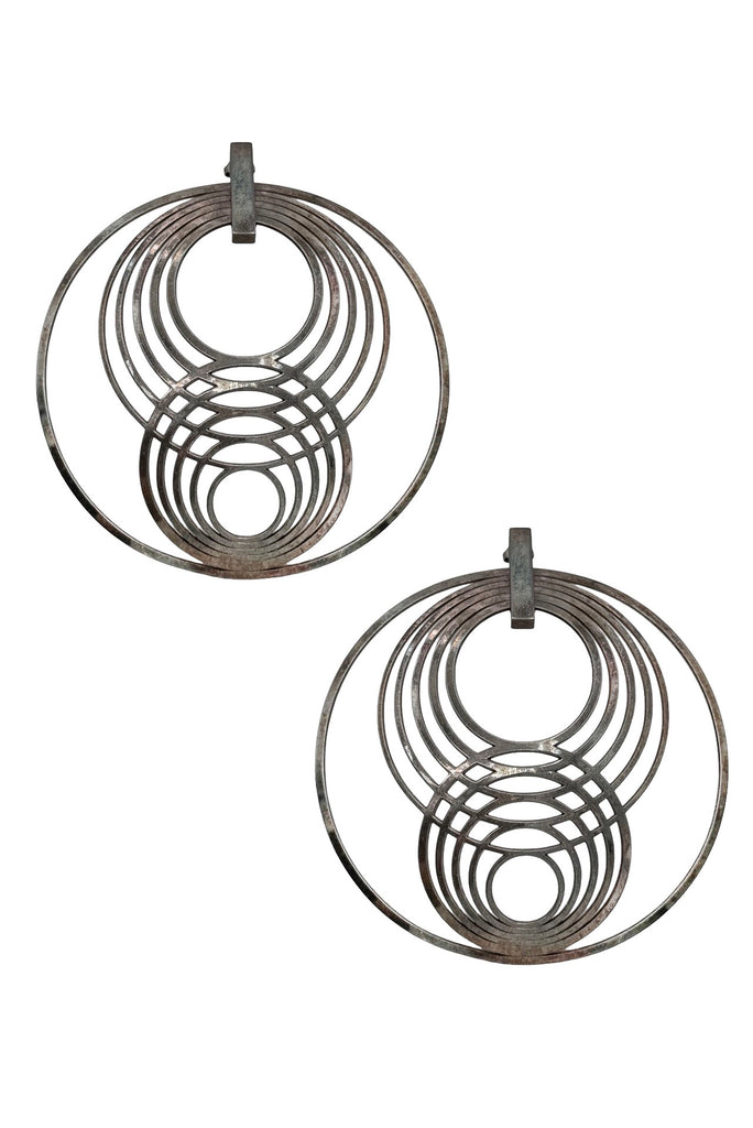 Jean Paul Gaultier Silver Geometric Intersecting Circles Large Hoop Earrings
